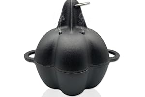 BOLVOUD Large Cast Iron Smoker Roaster & Garlic Roster Baker, Smoker Box, Pre-Seasoned Cast Iron Garlic Roaster for Grill, Perfect for BBQ and Oven, for Smoky, Flavorful Vegetables, Meats Wood Chips