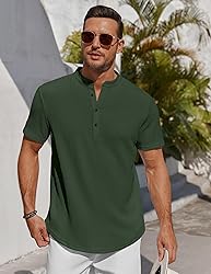 COOFANDY Men's Henley Neck Shirt Short Sleeve Solid
