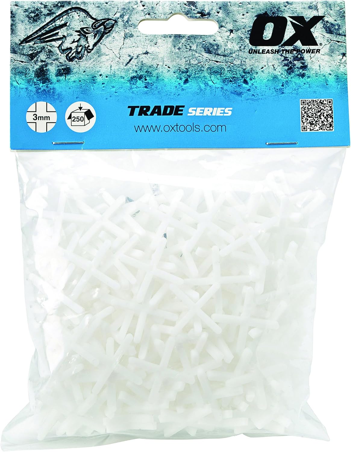 OX Trade Cross Shaped Tile Spacers - 3mm (250 pcs), White