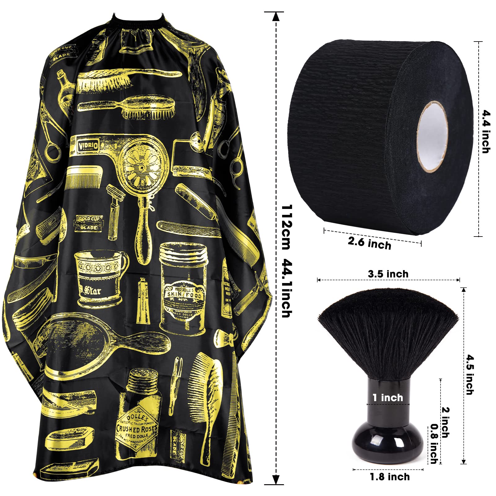 Waterproof Hair Cutting Cape Barber Cape for Men Cape for Hair Cutting with Adjustable Neck Size Neck Strips Neck Duster Set Hair Styling Cape Salon Cape with 100 Count Neck Strip Barber Supplies