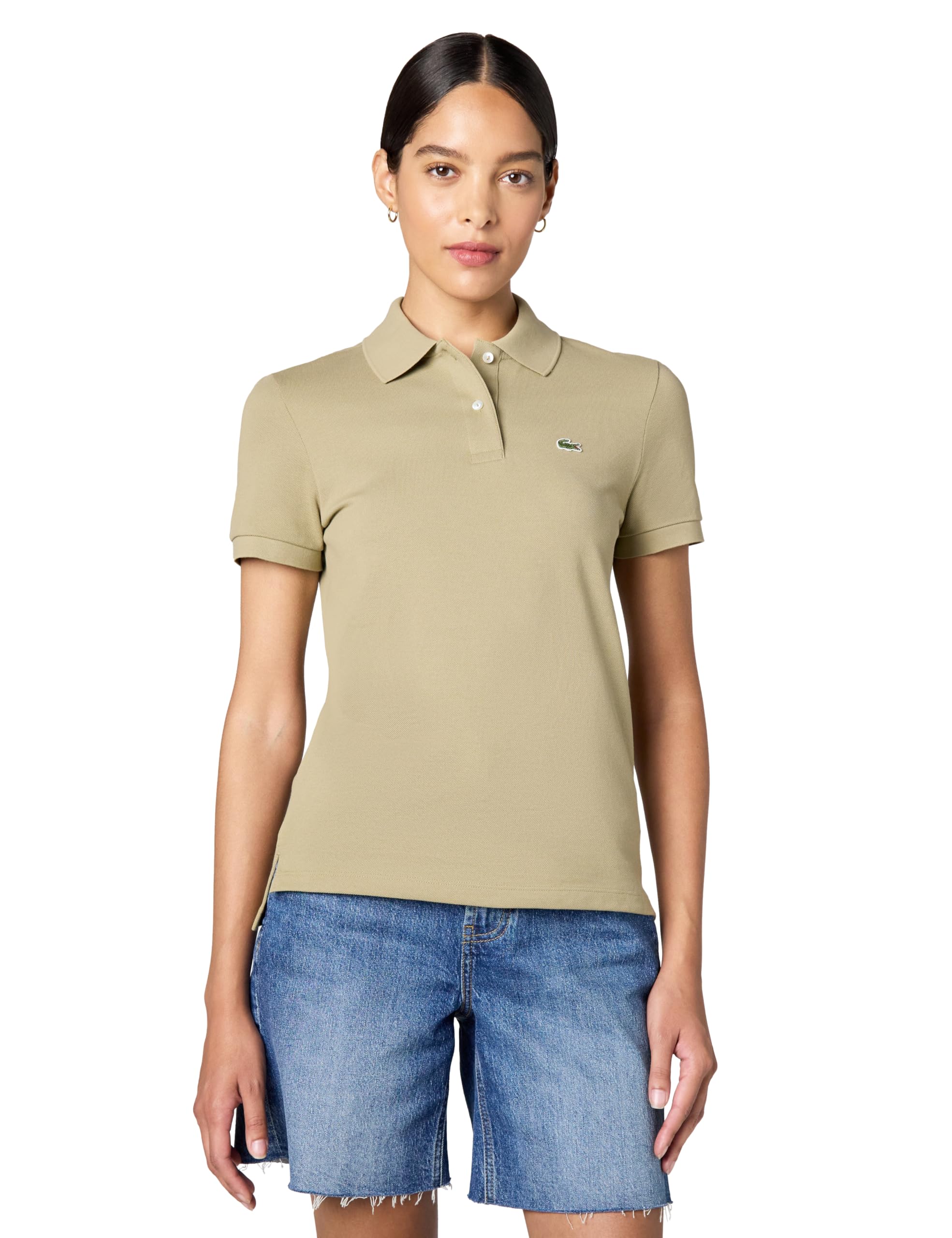 Lacoste Women’s Core Short Sleeve Regular Fit Petit Pique Polo, Lion, 8