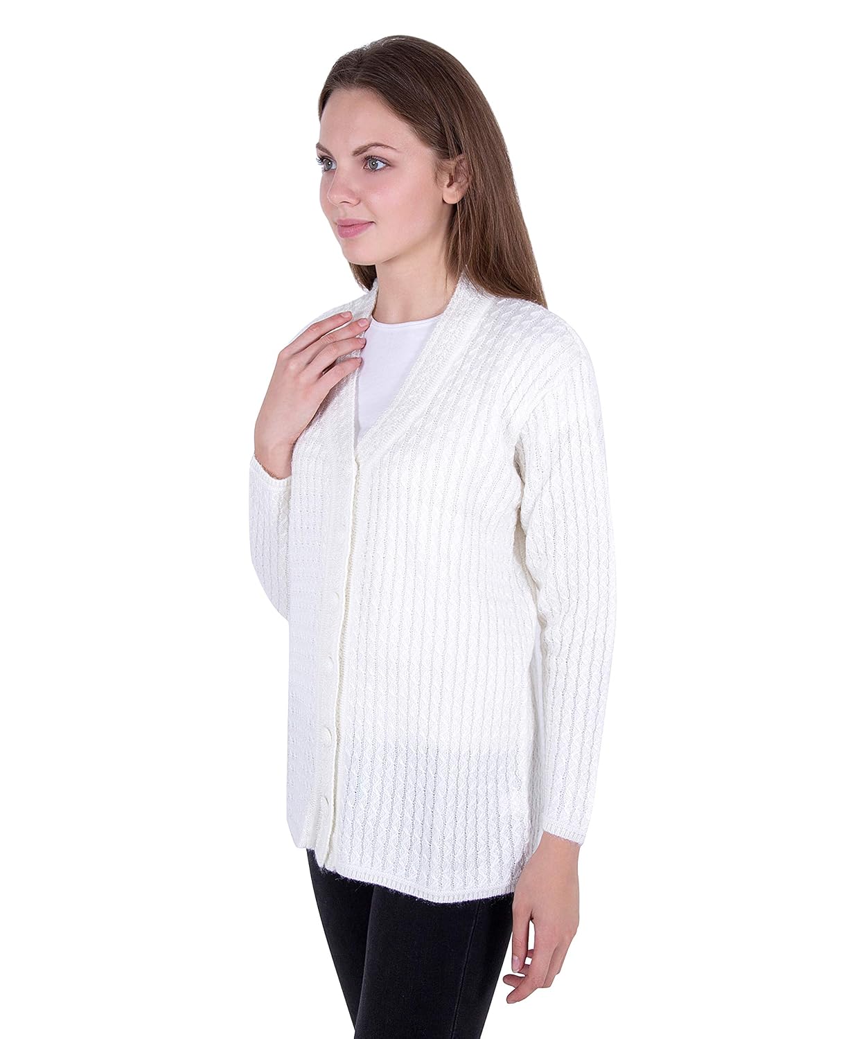 zoravie women's woolen cardigan white