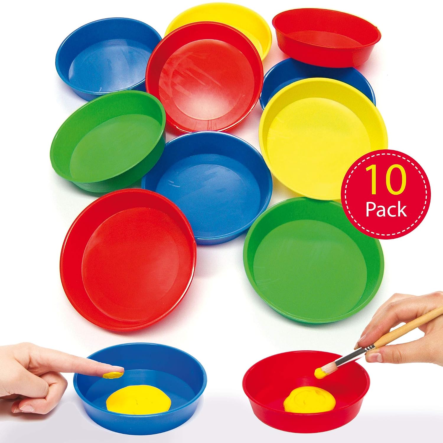 Baker Ross AG560 Paint Pots for Kids - Pack of 10, Finger Art Bowls for Kids Crafts Activities and Children's Trays - Image 3