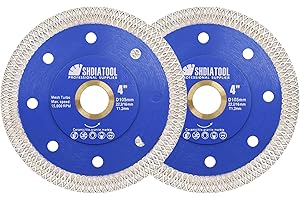 SHDIATOOL 2PCS Diamond Cutting Disc,Mesh Turbo Saw Blade 4 Inch for Tile Porcelain Ceramic Marble Brick with X Continuous Rim