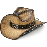 FLUFFY SENSE. Straw Cowboy Hat for Women and Men – Western Sun Hat for Country Concert, Rodeo and Cowgirl Outfits