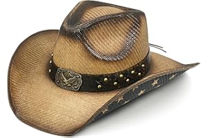 FLUFFY SENSE. Straw Cowboy Hat for Women and Men – Western Sun Hat for Country Concert, Rodeo and Cowgirl Outfits