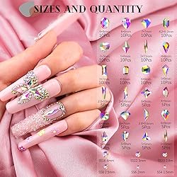 1680Pcs AB Glass Nail Rhinestones 180Pcs Multi