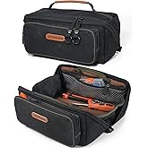 WELKINLAND LayFlat Tool Pouch Organizer, 13-Inch Small Tool Bag, Heavy-Duty Waxed Canvas Tool Pouch, 5-Pocket Small Tool Bags with Zipper, Wide-Open Electrician Tool Bag