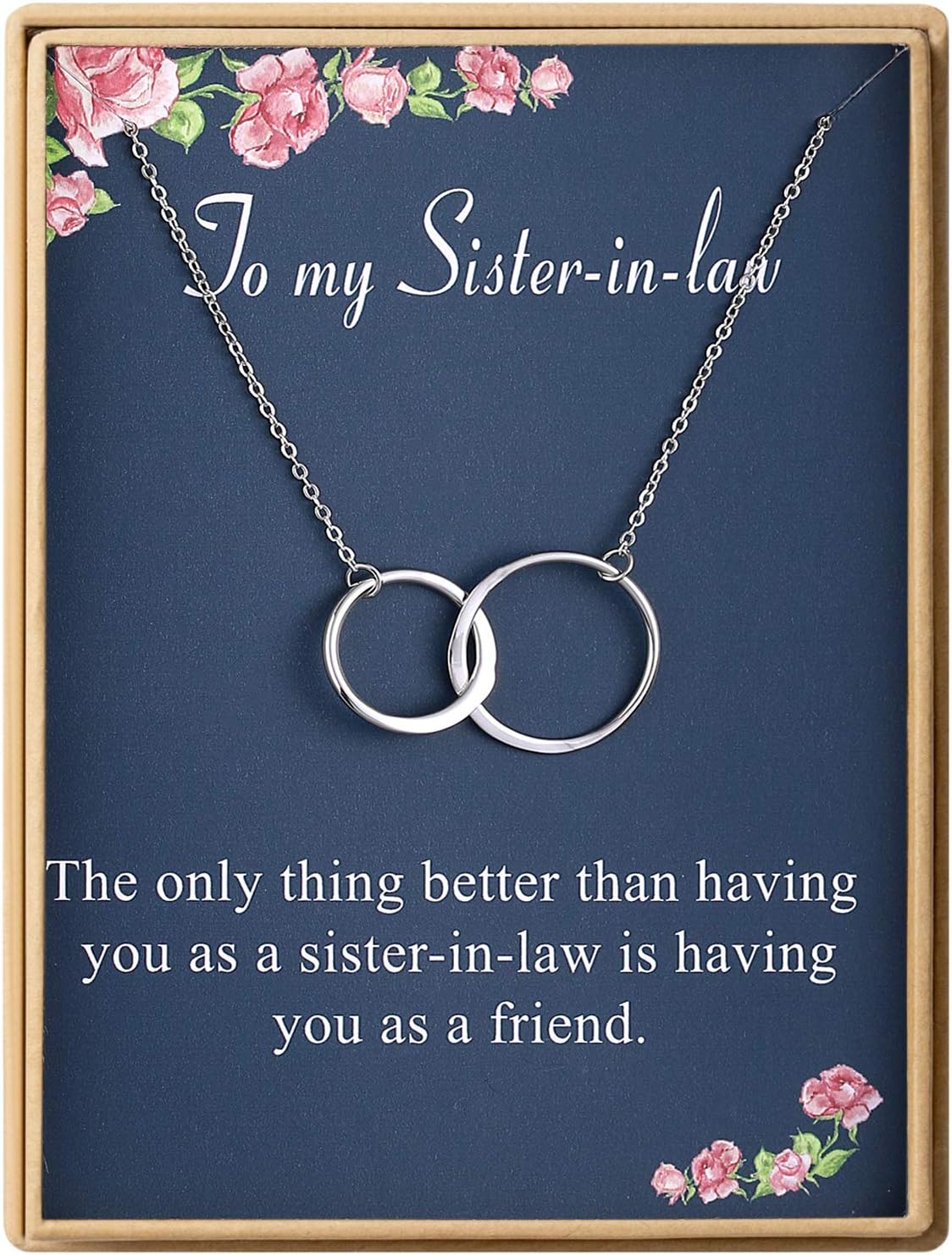 Sister Necklace S925 Sterling Silver Two Interlocking Infinity Double Circles Sister Birthday Gift for Girls