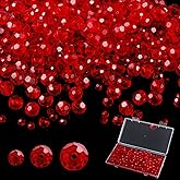 Crystal Glass Beads for Jewelry Making, 500 Pcs Assorted Acrylic Beads Bulk, Mixed Faceted Beads, Iridescent Crystal Beads for Crafts(4/6/8mm,Red Color)