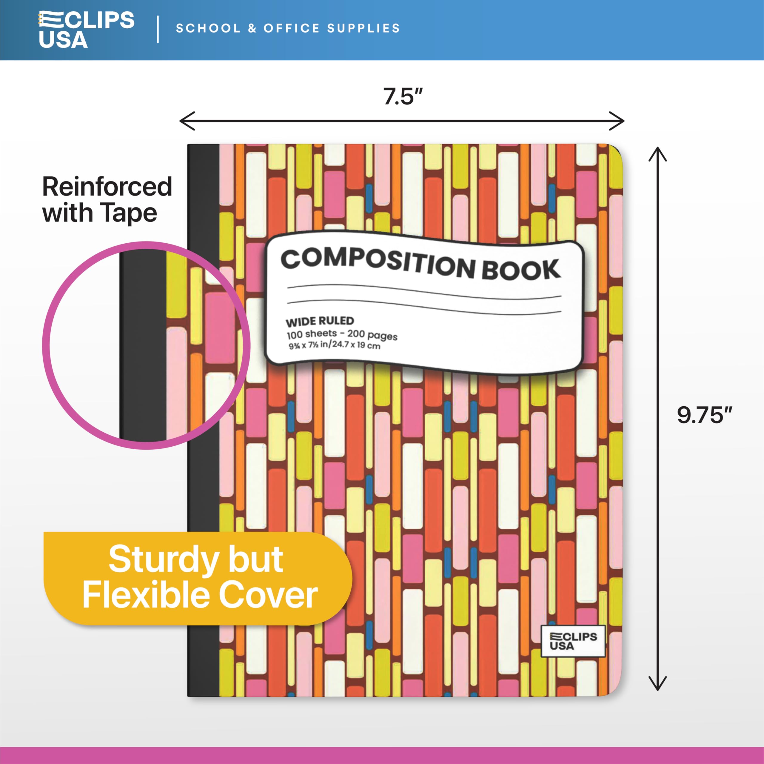 Condition photo showing New/Like New for composition notebooks wide ruled composition notebook hard cover composition notebook 3 geometric de
