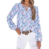 SHEWIN Blouses for Women Dressy Casual Floral Print Boho Long Sleeve Shirts Fall Tops for Women 2025