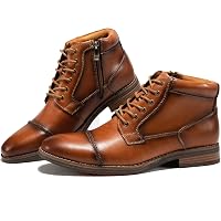 Arkbird Oxfords Mens Cognac Brown Leather Cap Toe Side Zip Ankle Boots Size 9 Amazon.com | Arkbird Mens Oxford Leather Dress Boots Classic  main image 4