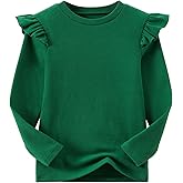 Niyage Girls Cotton Long Sleeve T-Shirt Toddler Comfort Soft Thick Basic Crewneck Tee Tops with Ruffles Trim