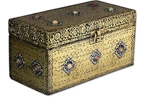 NOVICA Repousse Brass Jewelry Box, Metallic 'Mughal Treasure Chest'