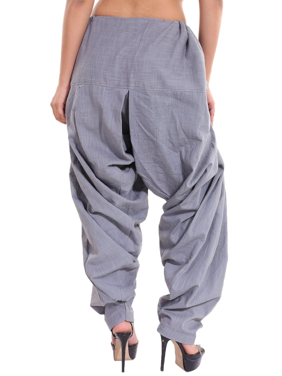 zaributi women's khadi patiala (ptl-slb-semi-gry_grey_free size)