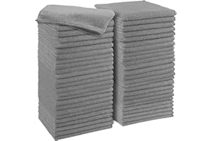 Puomue Microfiber Cleaning Cloth for Cars, 50 Pack, 11.5" X 11.5" Car Microfiber Towels, Soft, Absorbent and Lint Free Cleaning Cloth, Premium Wash Cloth for Car,Window and Household, Grey