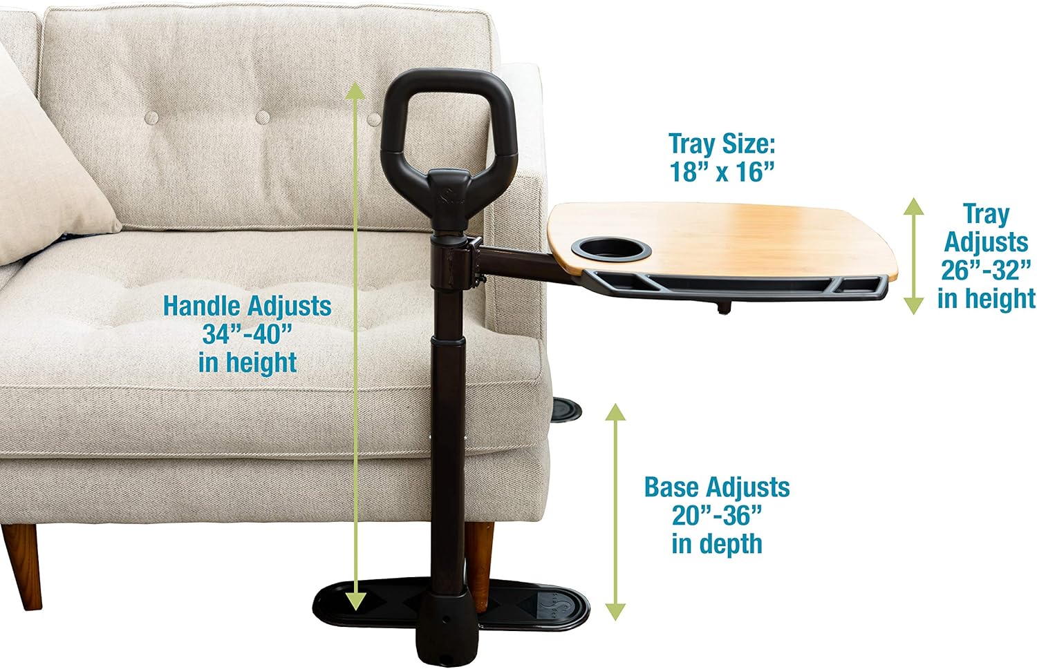 Able Life Able Tray Table, Adjustable Bamboo Swivel TV and Laptop Table with Ergonomic Stand Assist Safety Handle, Independent Living Aid: Health & Personal Care