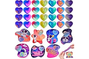 Fun Little Toys Valentine's Day Gifts for Kids with Love Note Cards Galaxy Slime Kit - 28pcs Valentines Party Favor Heart Shaped Galaxy Slime Valentines Gifts for Kids School, Classroom Exchange Gifts