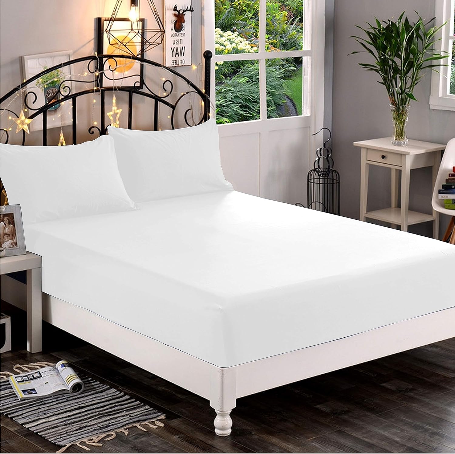 Premium Hotel Quality 1-Piece Fitted Sheet, Luxury & Softest 1500 Thread Count Egyptian Quality Bedding Fitted Sheet Deep Pocket up to 16inch, Wrinkle and Fade Resistant: Home & Kitchen