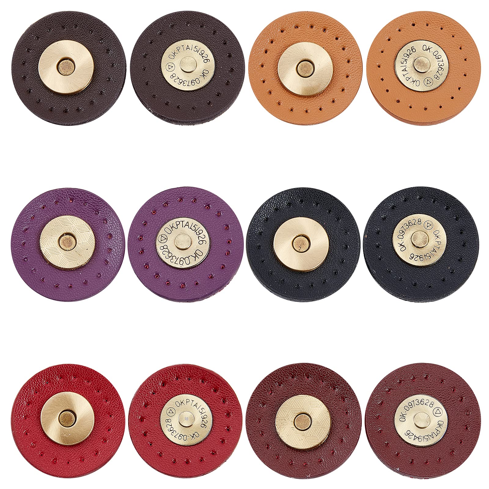 WADORN 6 Colors PU Leather Snap for Purses Round Bag Fastener Clasp Sewing Button with Storage Box for Tote Bag Handbag Purses Bags Clothes Leather Sewing Craft DIY (30mm)