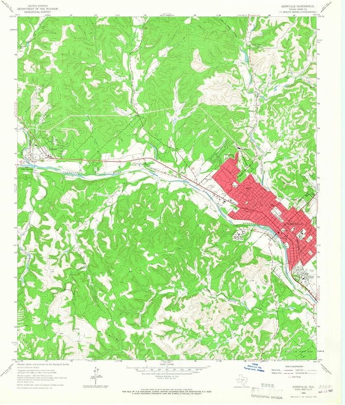 YellowMaps Kerrville TX topo map, 124000 Scale, 7.5 X 7.5 Minute, Historical, 1964