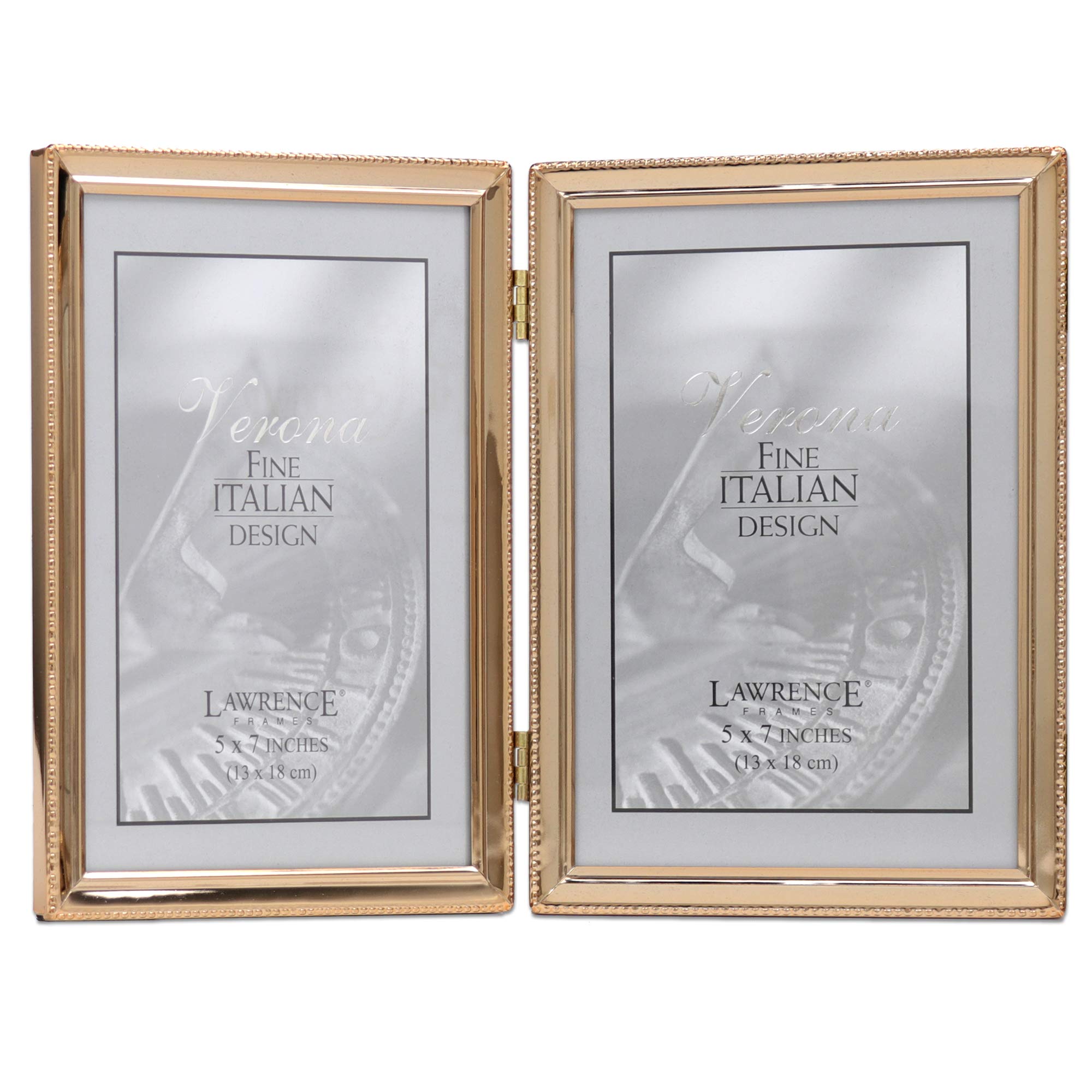 Lawrence Picture Frame, Metal, Gold, 5 x 7 Dual