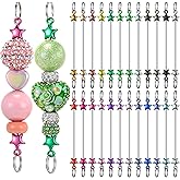 Tondiamo 24 Pcs Beadable Keychain Bars Bulk Blank DIY Metal Beaded Keychain Detachable Key Chain Accessories for Craft