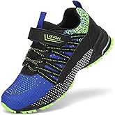 JEJQN Kids Sneakers Breathable Lightweight Athletic Boys Girls Tennis Shoes | Hook &amp; Loop,Cushioned Support, Flexible, Non-Slip, Grip for School, Running, Sports, Everyday Play