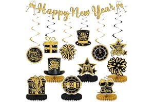 HEYPRIIL Happy New Year Decorations 2026 Kits, New Year Eve Party Supplies with Banner Hanging Swirl Streamers Table Centerpieces Table Toppers Decor for NYE Decorations