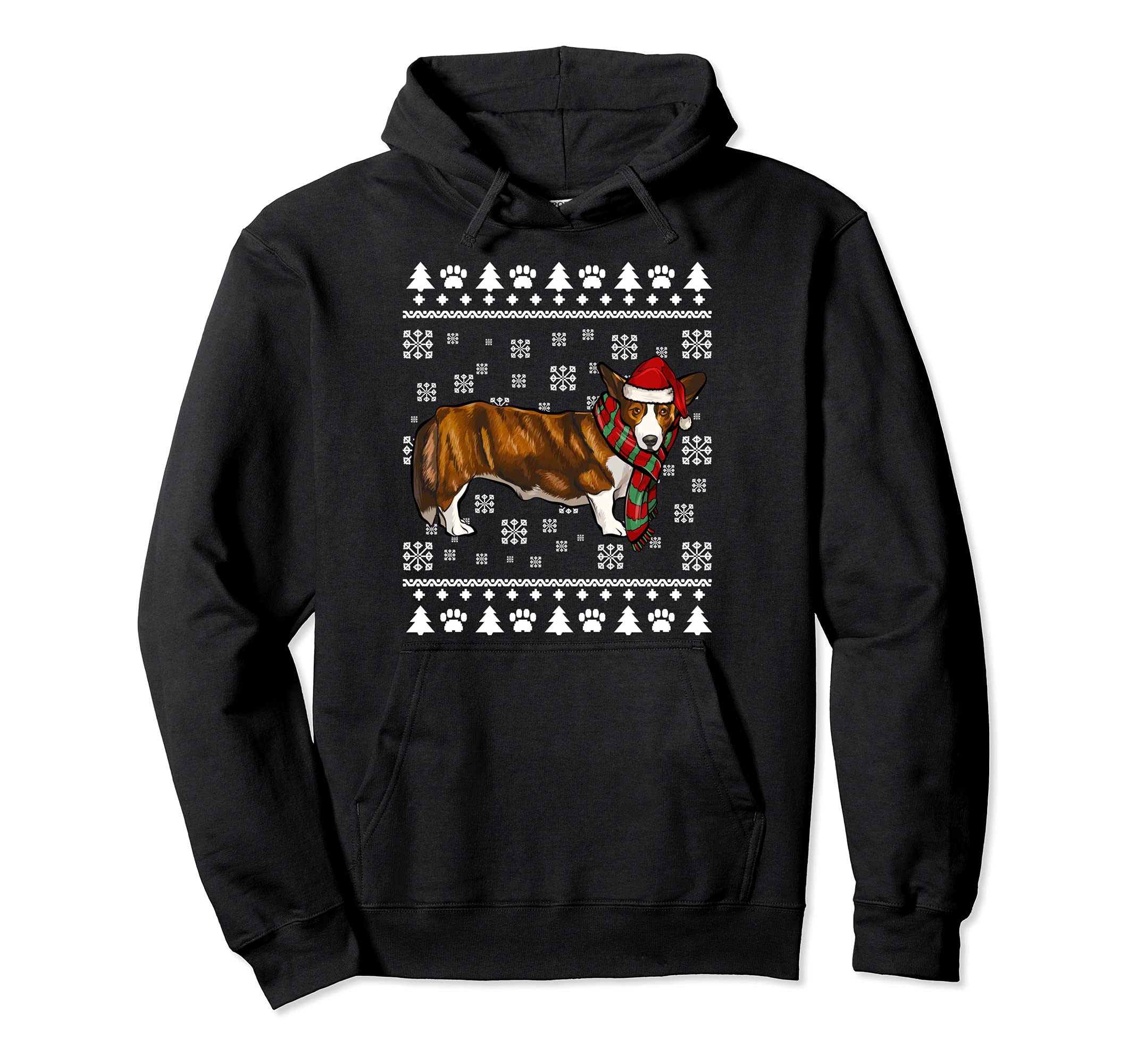 Cardigan Welsh Corgi Dog Santa Hat Xmas Ugly Christmas Pullover Hoodie