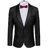 COOFANDY Men's Floral Tuxedo Suit Jacket Slim Fit Dinner Jacket Party Prom Wedding Blazer Jackets