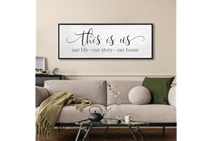 TQIANJIANG This Is Us Sign Wall Decor 40" x 15" Large Family Living Room Modern Rustic Farmhouse Vintage Wooden Framed Bedroom Entryway Beautiful Simple Hanging Home Wall Art Decoration (Black)