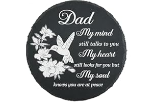 MYFIHU Dad Memorial Stone for Garden Memorial Plaque Father Sympathy Stepping Stone for Loss of Father in Loving Memory of Dad Memorial Grave Stone TNA21