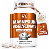 Dr Vitz Albion&reg; Magnesium Bisglycinate Chelate, 200 mg per Capsule &ndash; Chelated Magnesium Glycinate for Sleep, Stress &amp; Muscle Recovery &ndash; Gentle, Non-Laxative &ndash; 60 Vegan Capsules