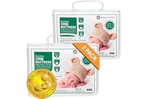 Margaux & May Crib Mattress Protector Pad 2 Pack - Ultra-Soft Waterproof Breathable Premium Bamboo Rayon - Noiseless Fitted Dryer Safe Cover for Crib. High Absorbency Oeko-TEX Certified