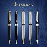 Waterman Expert Ballpoint Pen Gloss Black Chrome Trim Medium Tip Blue Ink Gift view 6