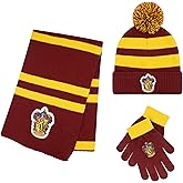 Harry Potter Winter Hat and Gloves with Set, Gryffindor, Slytherin, Hufflepuff, Ravenclaw, Winter Set 5-13 Year Olds