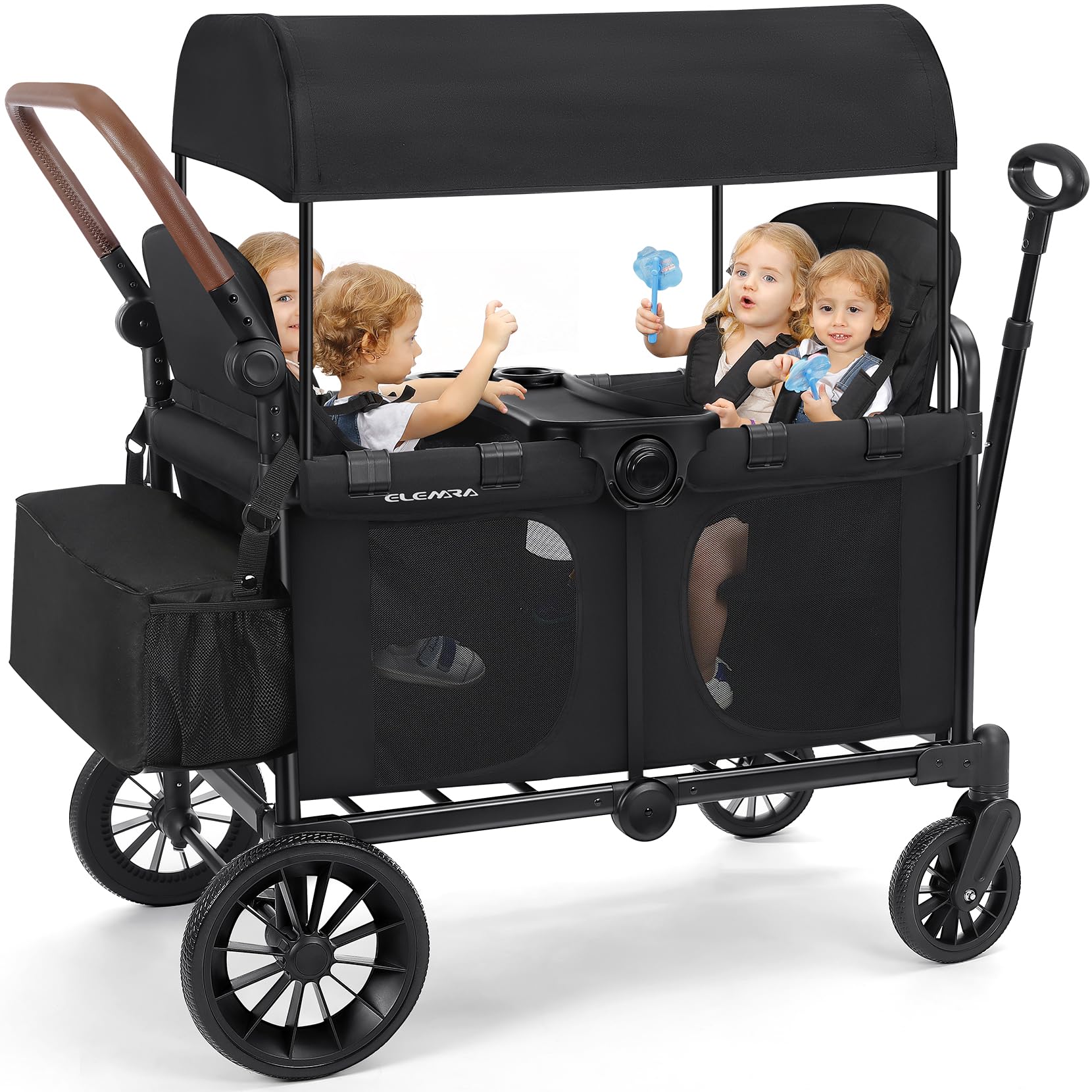 Photo 1 of *USED*
ELEMARA Wagon Stroller 4 Seater, Premium Stroller Wagon for 4 Kids, Foldable All-Terrain Wagon for Kids with Canopy, Adjustable Push/Pull Handles,Convertible High Seat&Organizer, Black