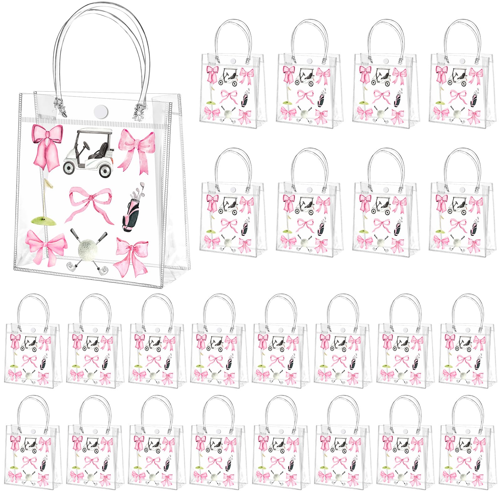 Tioncy 24 Pcs Golf Party Favor Bags with Pink Bow Golf Ball Clear ...