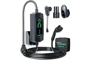 APEXCHARGER MACH 3 Fast 40 Amp Level 1&2 Portable EV Charger, Electric Vehicle Charging Station, 120-240V NEMA 14-50 w/ 5-15 Adapter. SAE J1772 car Connector & Tesla mobile NACS, Outdoor EVSE, 25ft Cable w/holder