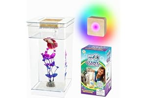 ODOTTAA My 1st Fish Tank™ : Gen 2, Mini Fish Tank Aquarium Starter Kit 1 gal, Professional for Betta, Easny Maintain, Self Cleaning System-Only Add Water, Beautiful Color Changing LED Light, Color Box