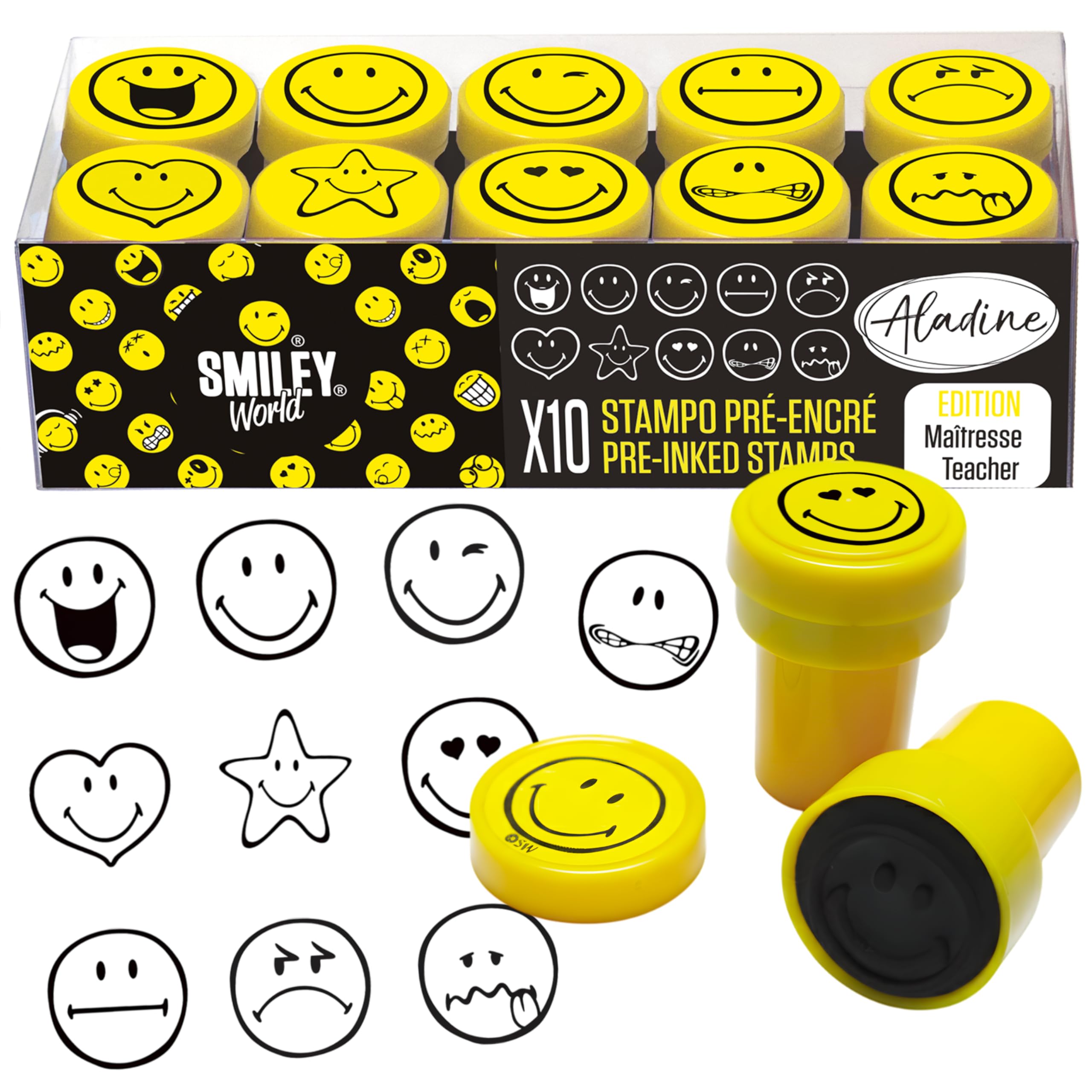 Aladine 3003626 Stampo Easy Smiley Stamp Set Black/Yellow