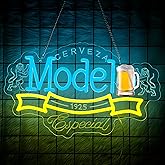 Model Especial Neon Sign for Wall Decor - Beer Bar Acrylic USB Powered LED Wall Art Decor, Light Up Sign Dimmable, for Man Cave Beer Bar Pub Business Club Party Bistro Garage 16.54 x 11.22 Inches