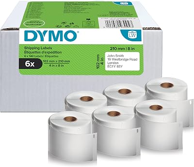 DYMO LabelWriter Shipping Labels 102mm x 210mm 6 Rolls 840 Labels for 5XL 4XL