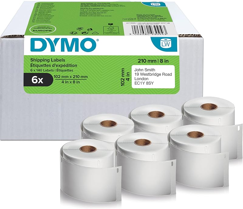 DYMO LabelWriter Shipping Labels 102mm x 210mm 6 Rolls 840 Labels for 5XL 4XL