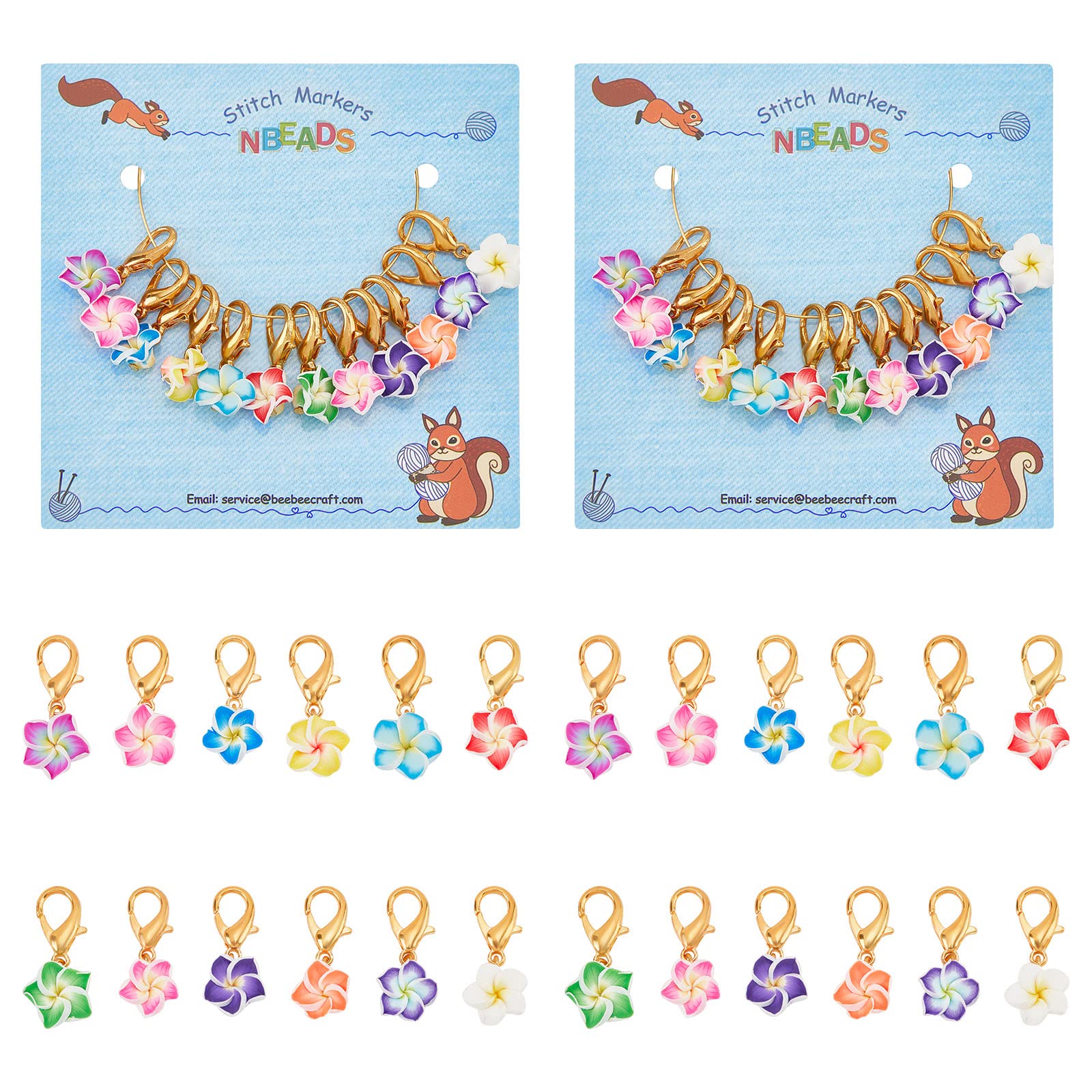 NBEADS 24 Pcs Flower Stitch Markers, Random Colors Alloy Crochet Stitch Marker Charms Polymer Clay Stitch Marker Knitting DIY Gift for Knitting Weaving Sewing Accessories Quilting Jewelry Making — image 1