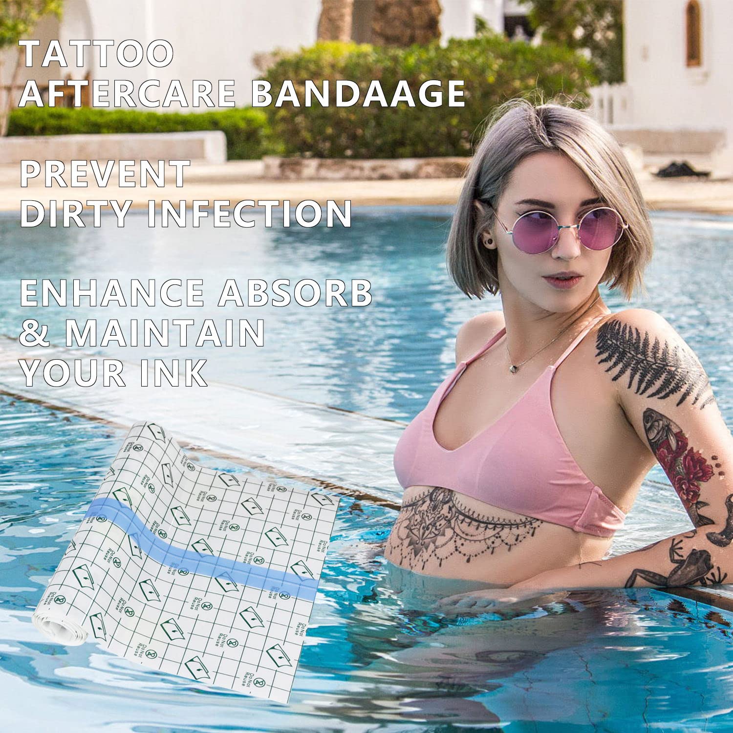 Gozahad Tattoo Aftercare Bandage | 6 in x 1 yd | Clear Adhesive Wrap Second Skin Protective Waterproof Tattoo Film Transparent Product tattoo Bandages
