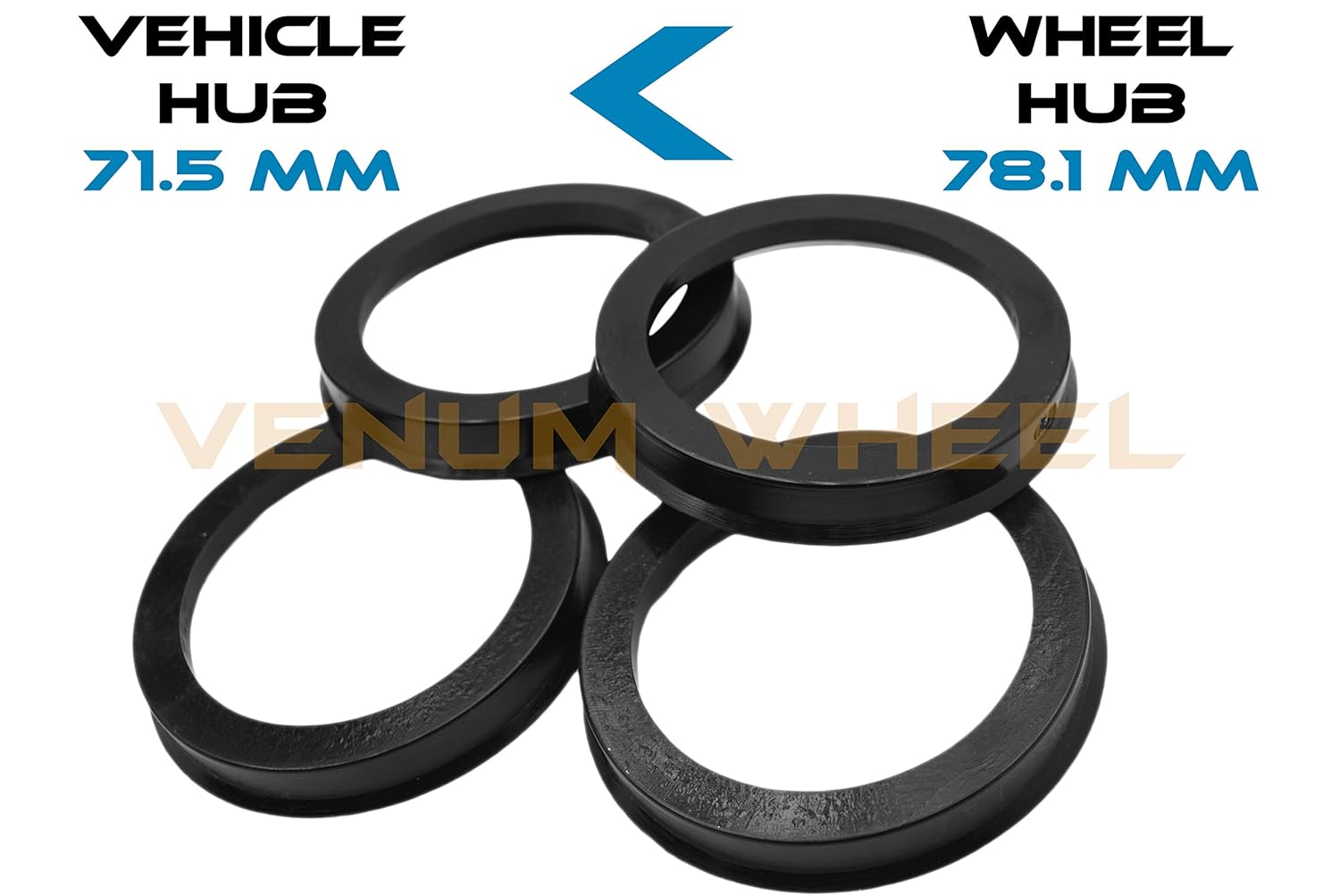 NBAERO Polycarbon Hub Centric Rings 74.1mm OD to 72.56mm ID Pack of 4