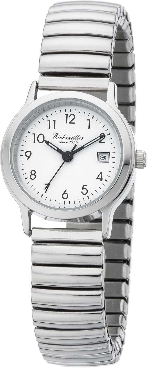 Kleine Classix Damen Armband Frauen Uhr Blau Silber Farben Tages Datumsanzeige